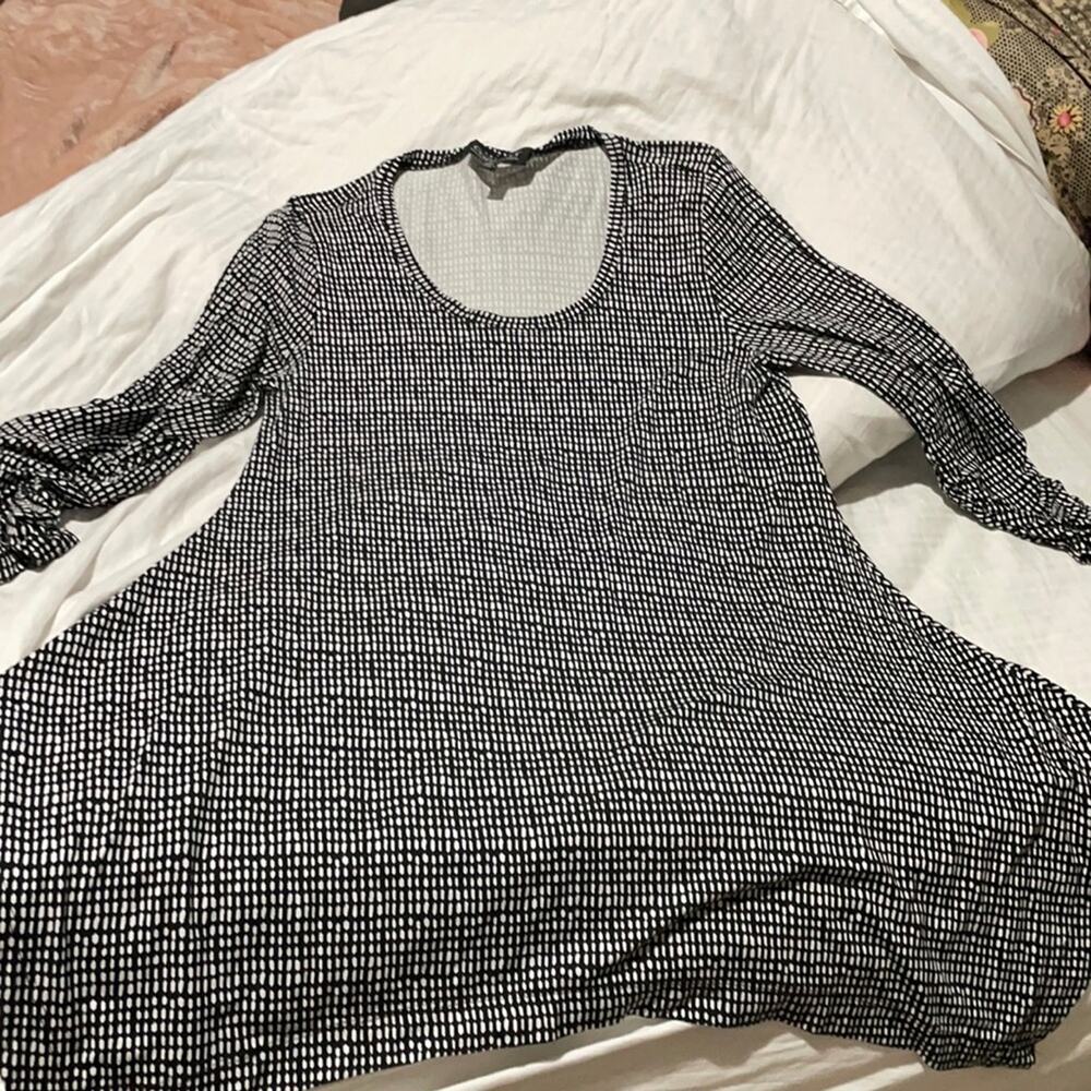 Context M black white checkers dots scoop neck high low hemline worn once